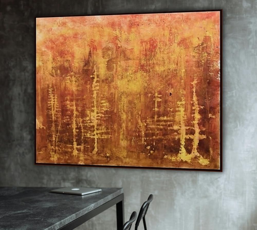Mystical Forest Abstract Painting – 120cm x 120cm (47in x 47in), Acrylic on Canvas, Contemporary Modern Abstract Artwork