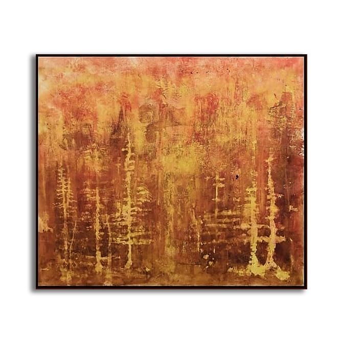 Mystical Forest Abstract Painting – 120cm x 120cm (47in x 47in), Acrylic on Canvas, Contemporary Modern Abstract Artwork