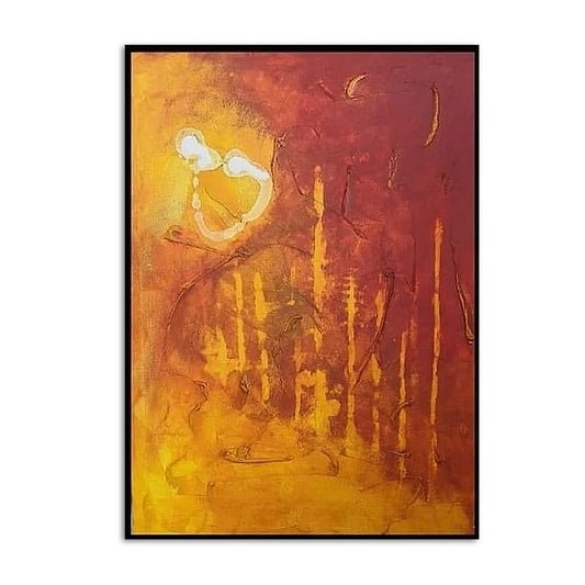 Amber Reverie Abstract Painting – 60cm x 50cm (23.5in x 19.5in), Acrylic on Canvas, Contemporary Modern Abstract Artwork