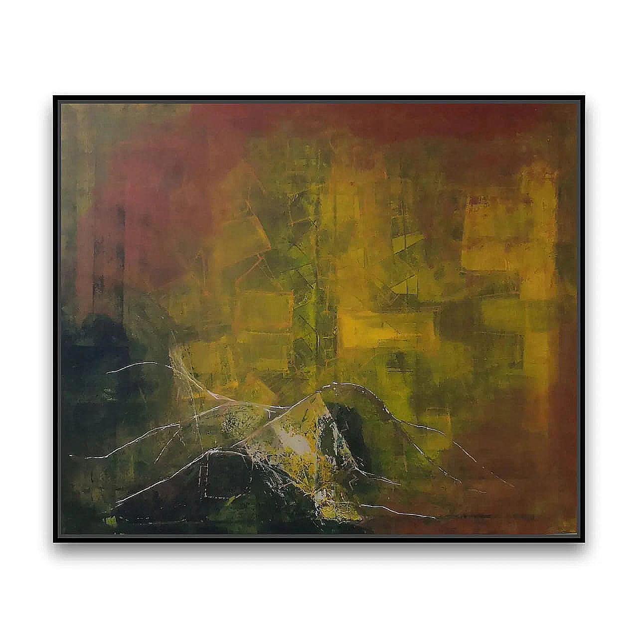 Verdant Dreamscape Abstract Painting – 100cm x 120cm (39.5in x 47in), Acrylic on Canvas, Contemporary Modern Abstract Artwork