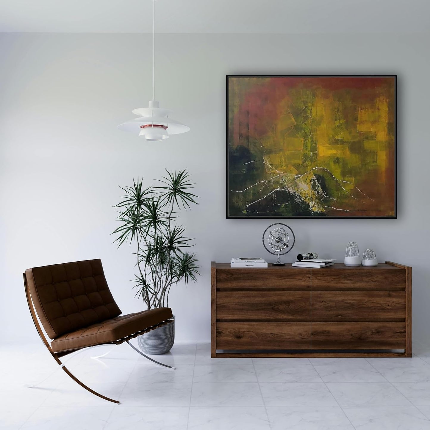 Verdant Dreamscape Abstract Painting – 100cm x 120cm (39.5in x 47in), Acrylic on Canvas, Contemporary Modern Abstract Artwork